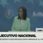 Presidenta (E) Delcy Rodríguez en mensaje a la Nación subrayó la importancia de una Venezuela libre de bloqueo.